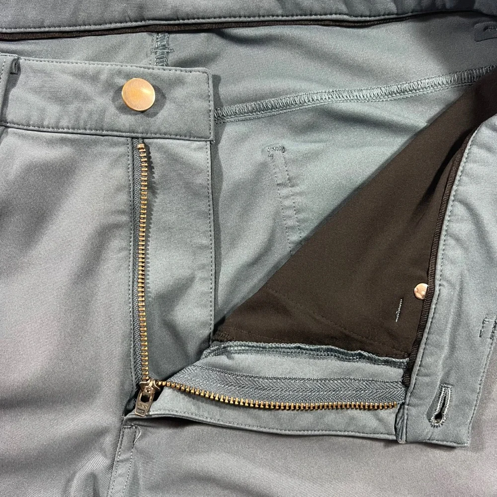 LULULEMON Commission Pant Slim Mens 32‎ Blue Gray Warpstreme Stretch Golf Office